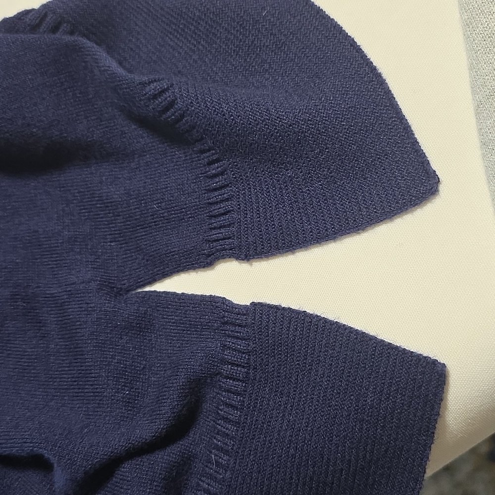 Elegant Navy Blue Crew Neck Sweater - Picture 7 of 11